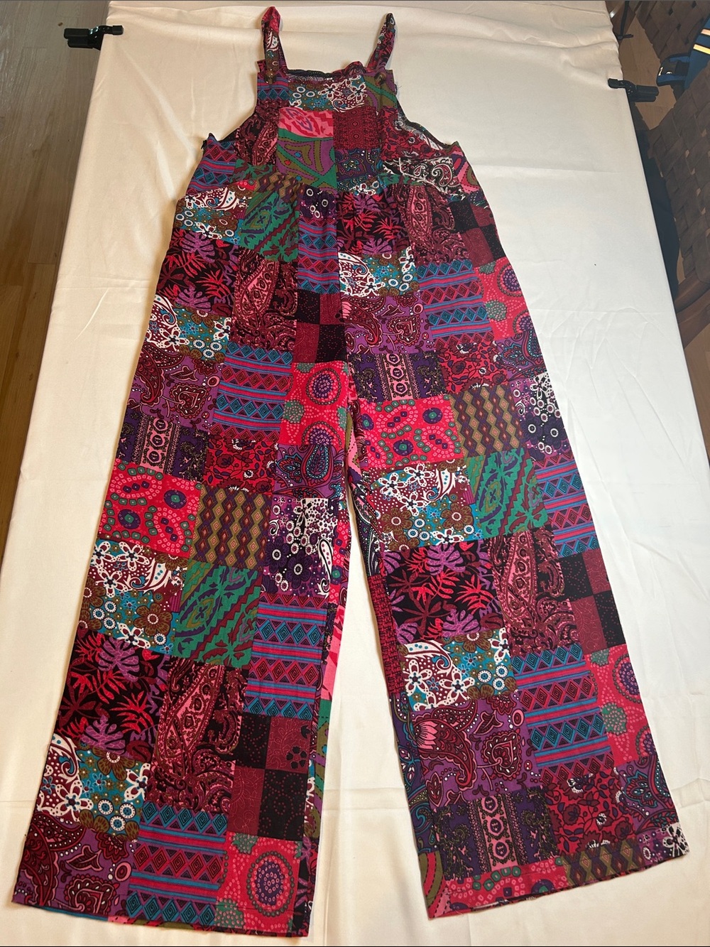 Patchwork Print Wide-Leg Jumpsuit - Multicolor